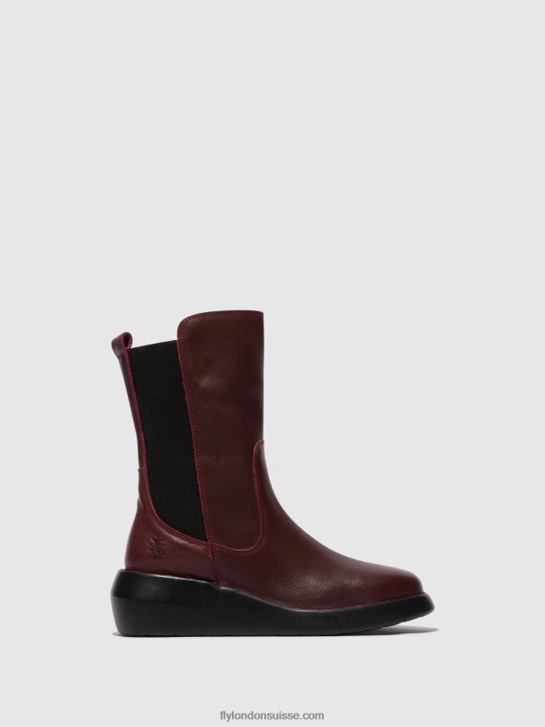860NR64 bottines zippées brin516 Fly London Bordeaux femmes