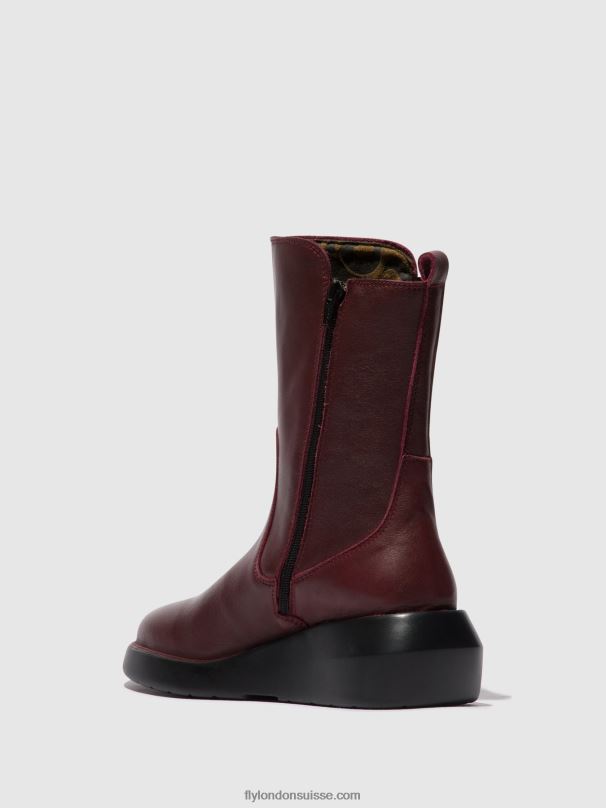 860NR64 bottines zippées brin516 Fly London Bordeaux femmes