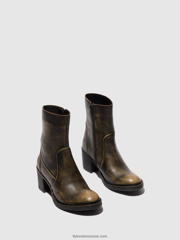 860NR67 bottines zippées becy097 Fly London olive femmes
