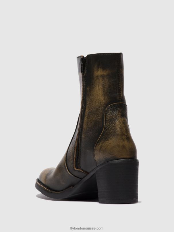 860NR67 bottines zippées becy097 Fly London olive femmes