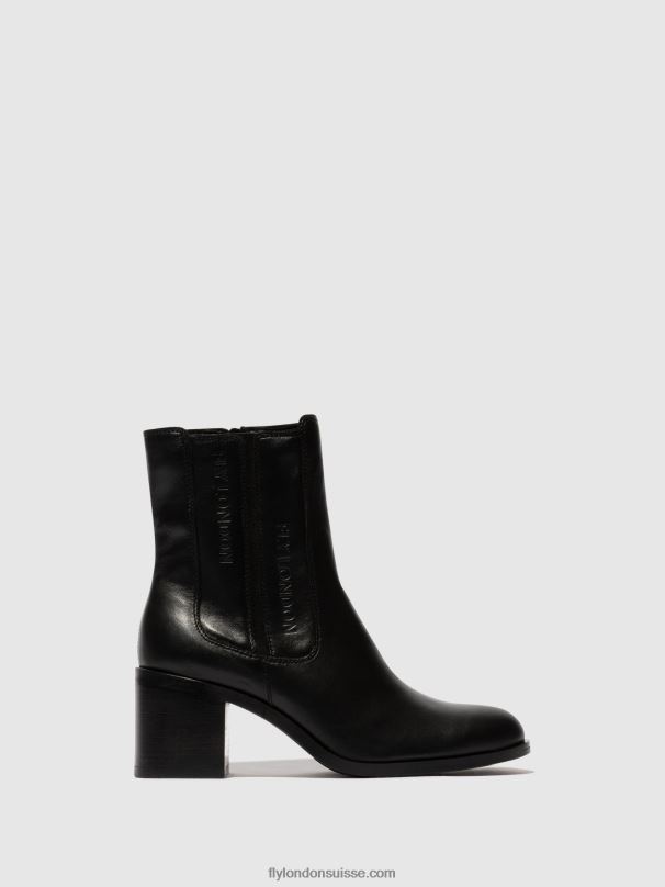 860NR70 bottines zippées amel913 Fly London noir femmes