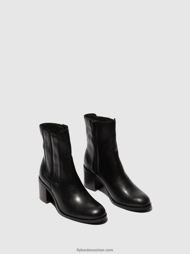 860NR70 bottines zippées amel913 Fly London noir femmes