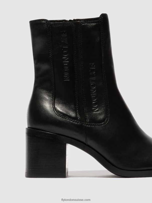 860NR70 bottines zippées amel913 Fly London noir femmes
