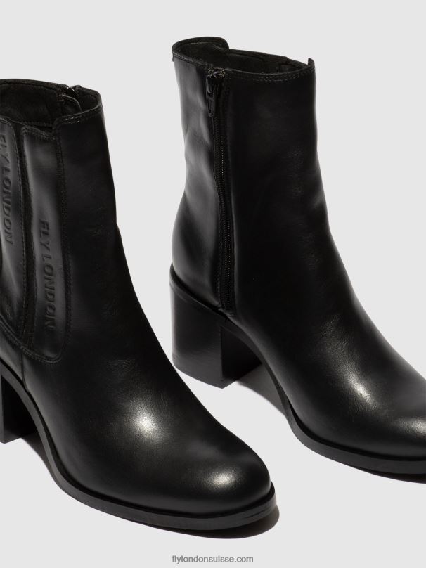 860NR70 bottines zippées amel913 Fly London noir femmes