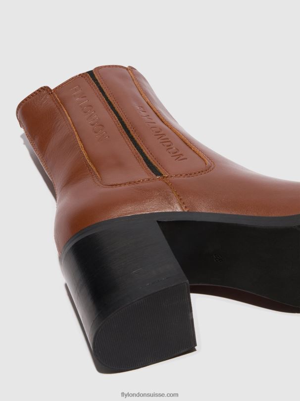 860NR71 bottines zippées amel913 Fly London Cognac femmes
