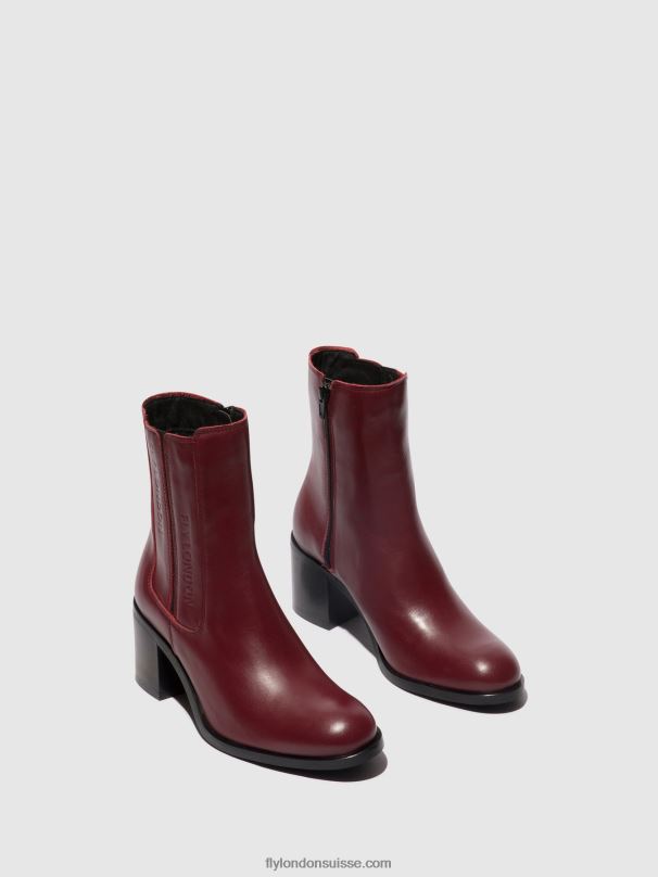 860NR72 bottines zippées amel913 Fly London vin femmes