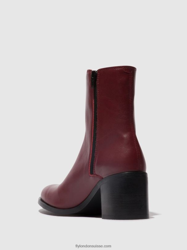 860NR72 bottines zippées amel913 Fly London vin femmes