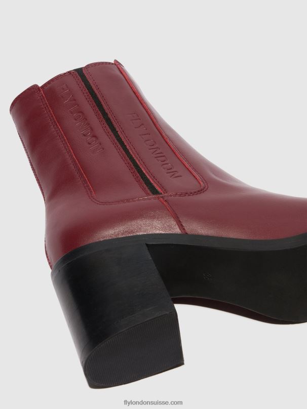 860NR72 bottines zippées amel913 Fly London vin femmes