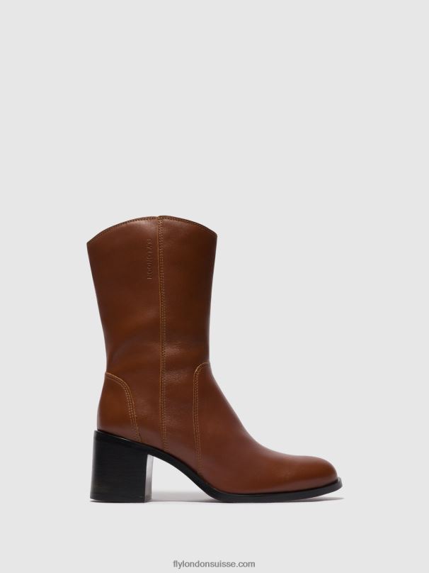 860NR74 bottines zippées asta914 Fly London Cognac femmes