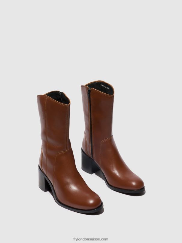 860NR74 bottines zippées asta914 Fly London Cognac femmes
