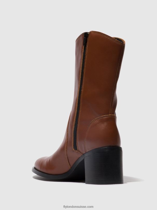 860NR74 bottines zippées asta914 Fly London Cognac femmes