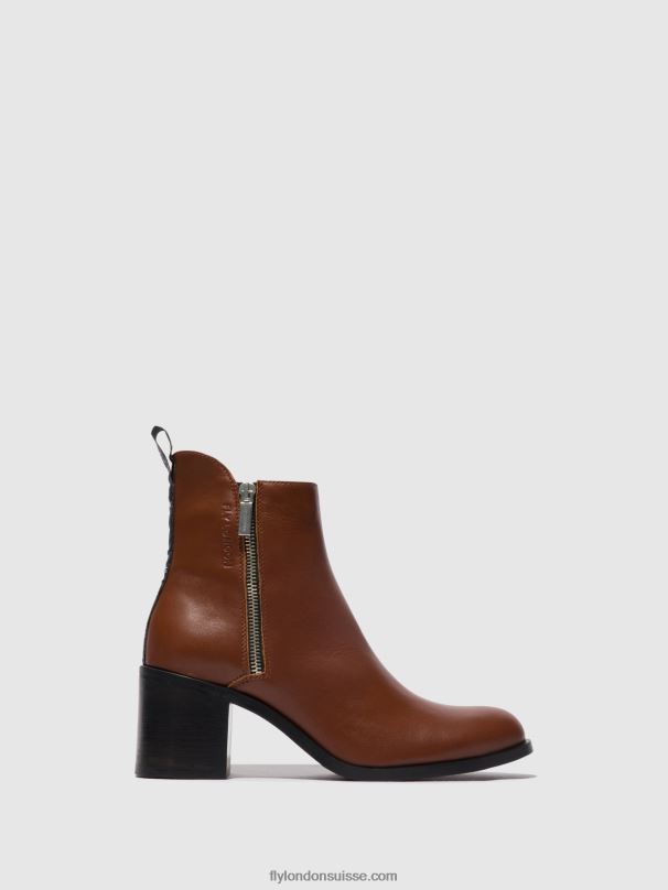 860NR79 bottines zippées ader912 Fly London Cognac femmes