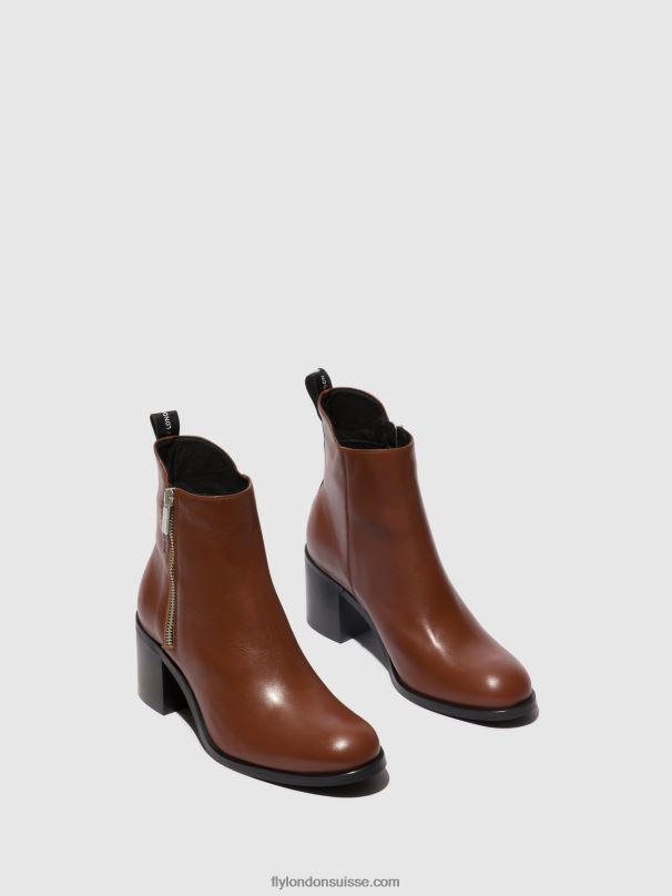 860NR79 bottines zippées ader912 Fly London Cognac femmes