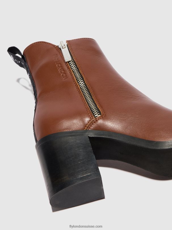860NR79 bottines zippées ader912 Fly London Cognac femmes