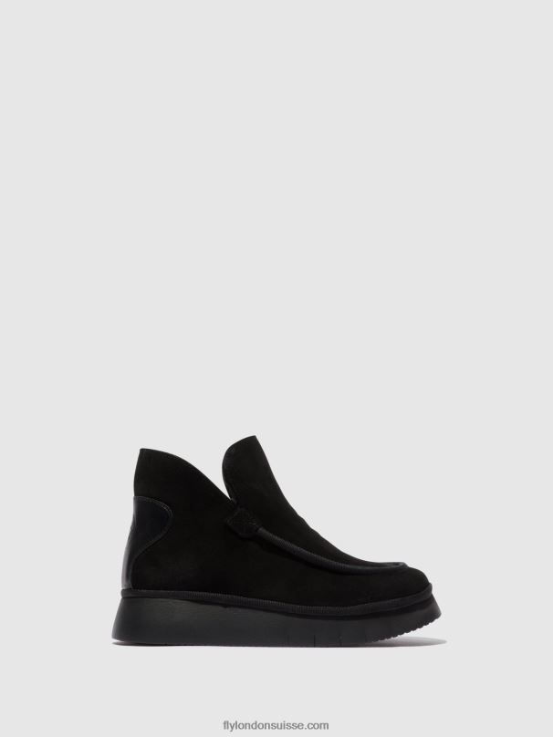 860NR82 bottines à bout rond coze348 Fly London noir femmes