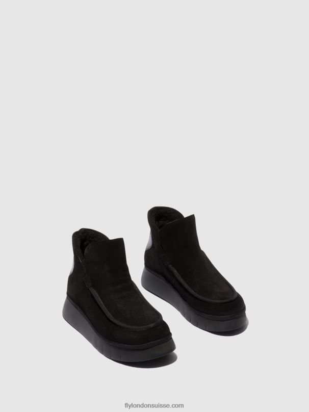 860NR82 bottines à bout rond coze348 Fly London noir femmes