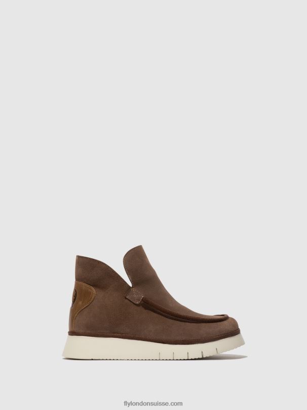 860NR84 bottines à bout rond coze348 Fly London taupe/chameau femmes