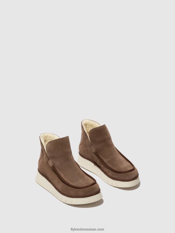 860NR84 bottines à bout rond coze348 Fly London taupe/chameau femmes