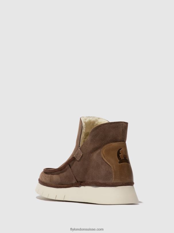860NR84 bottines à bout rond coze348 Fly London taupe/chameau femmes