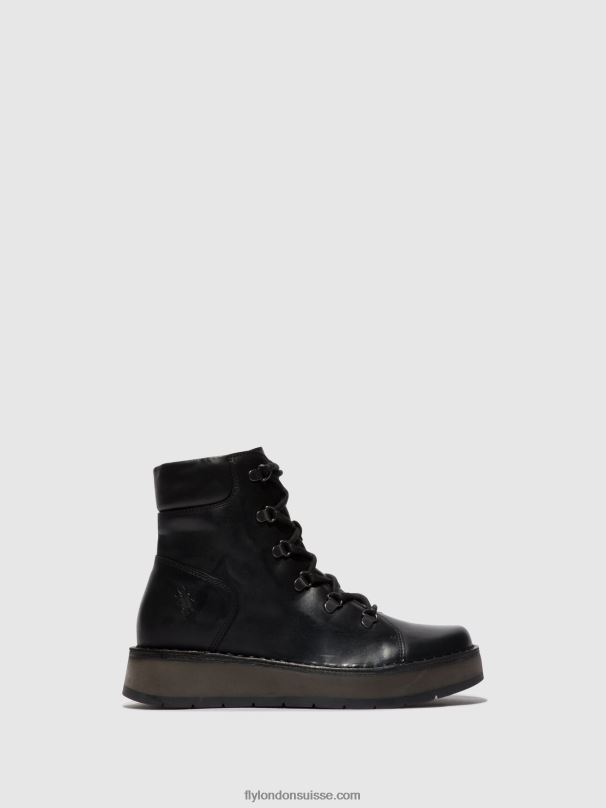 860NR87 bottines à lacets roxy094 Fly London noir femmes