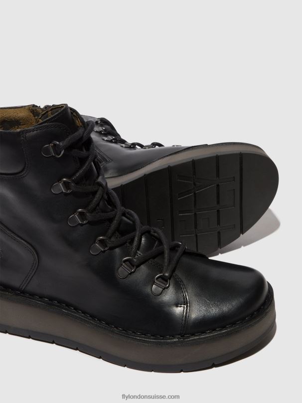 860NR87 bottines à lacets roxy094 Fly London noir femmes