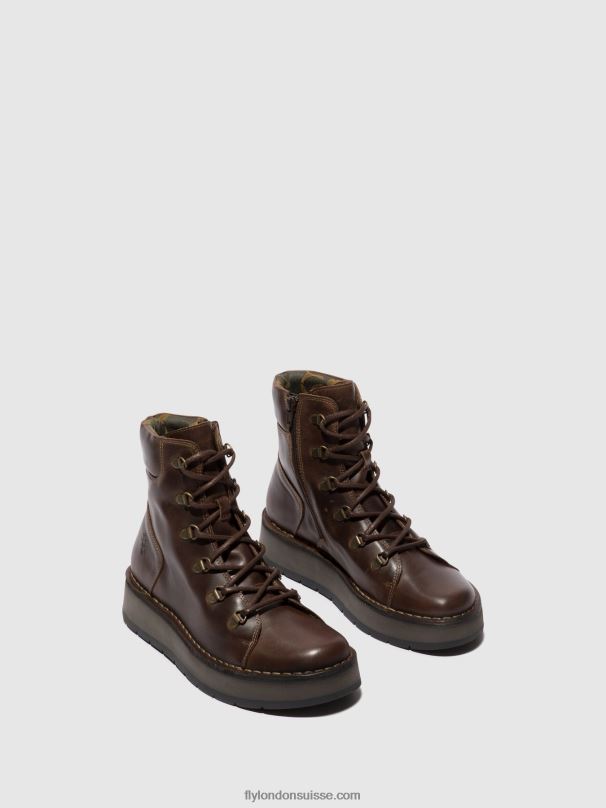 860NR88 bottines à lacets roxy094 Fly London ns. brun femmes