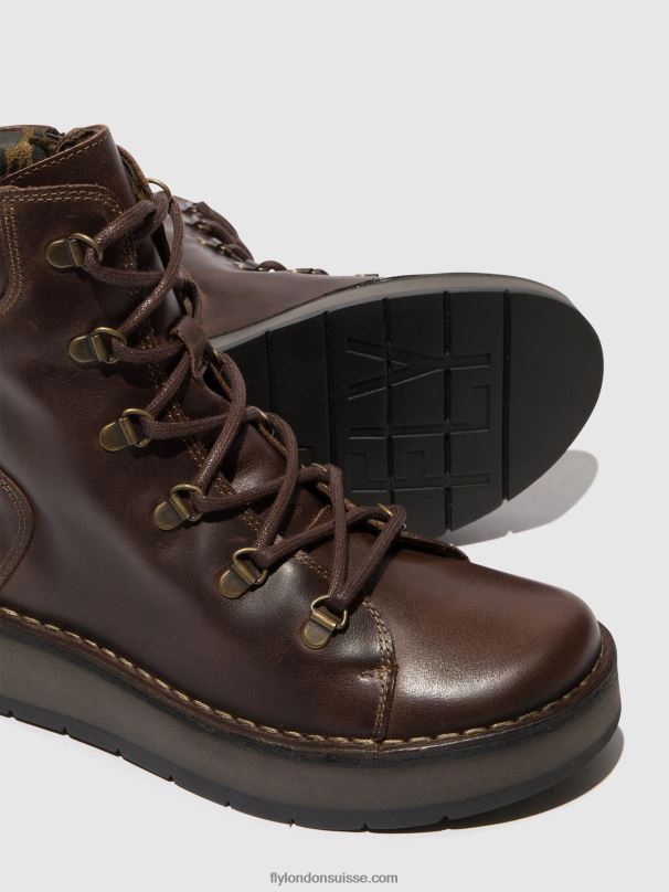 860NR88 bottines à lacets roxy094 Fly London ns. brun femmes