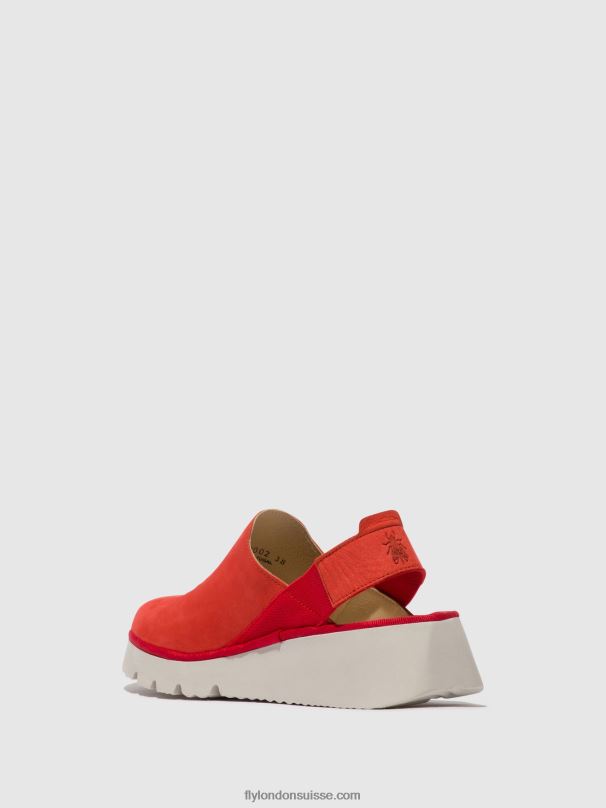 860NR644 chaussures à bride arrière plog430 Fly London diable rouge femmes