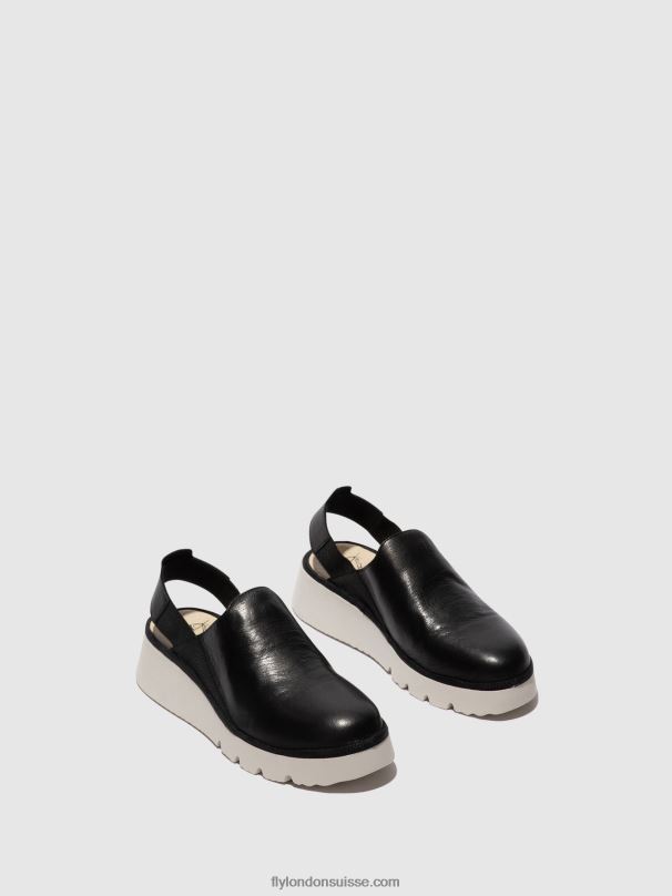 860NR645 chaussures à bride arrière plog430 Fly London noir femmes