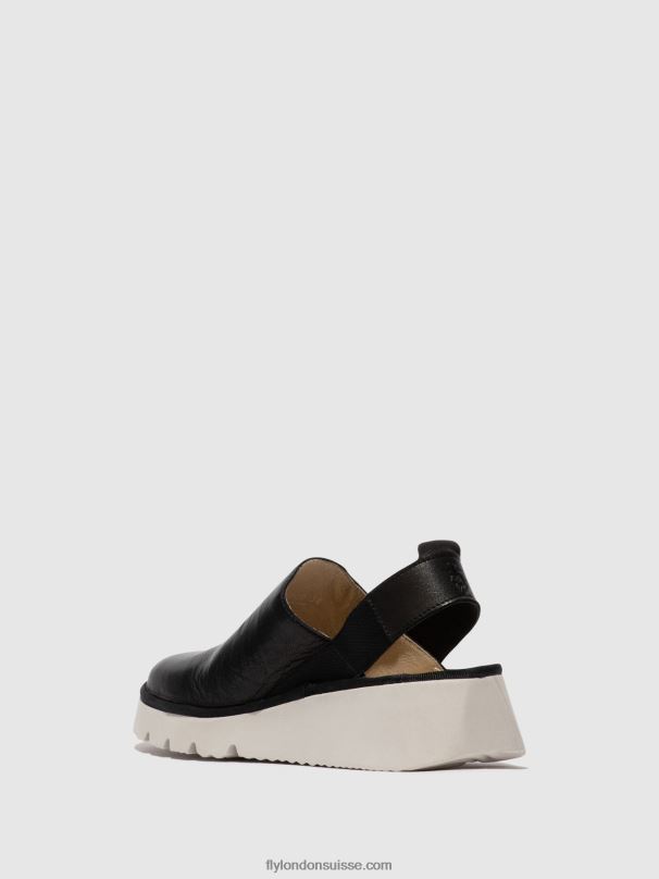 860NR645 chaussures à bride arrière plog430 Fly London noir femmes
