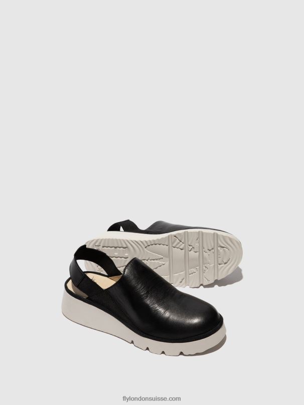 860NR645 chaussures à bride arrière plog430 Fly London noir femmes