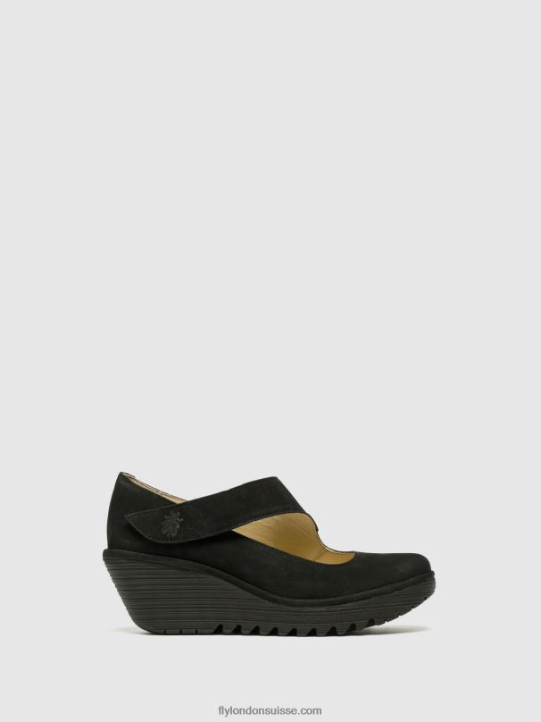 860NR699 chaussures compensées yasi682 Fly London noir femmes