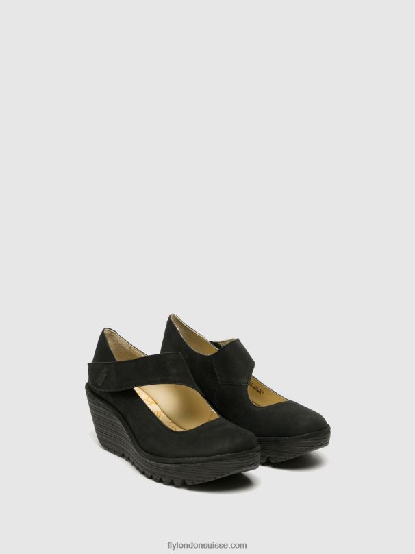 860NR699 chaussures compensées yasi682 Fly London noir femmes