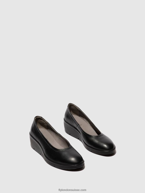860NR618 chaussures à enfiler numa570 Fly London mousse noire femmes
