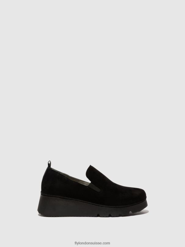 860NR665 chaussures à enfiler pece406 Fly London daim noir femmes