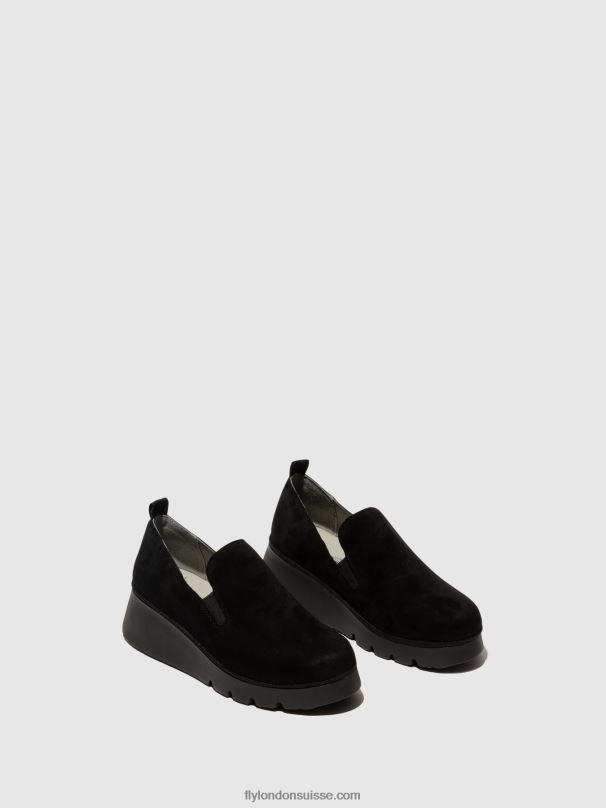 860NR665 chaussures à enfiler pece406 Fly London daim noir femmes