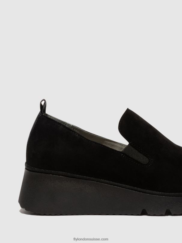 860NR665 chaussures à enfiler pece406 Fly London daim noir femmes