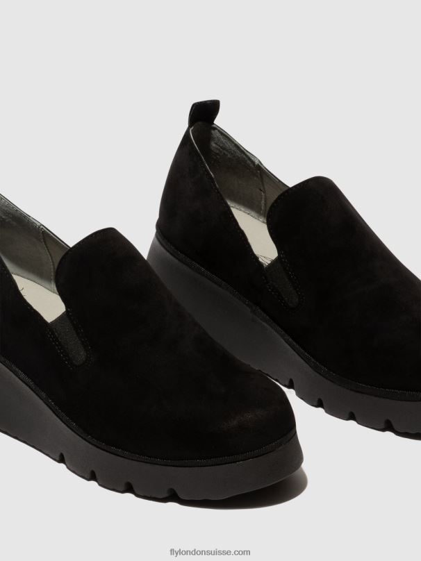 860NR665 chaussures à enfiler pece406 Fly London daim noir femmes