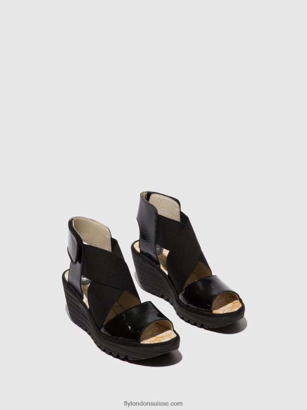 860NR390 sandales croisées yuba385 Fly London noir de louxor femmes
