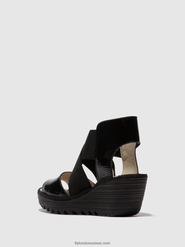 860NR390 sandales croisées yuba385 Fly London noir de louxor femmes