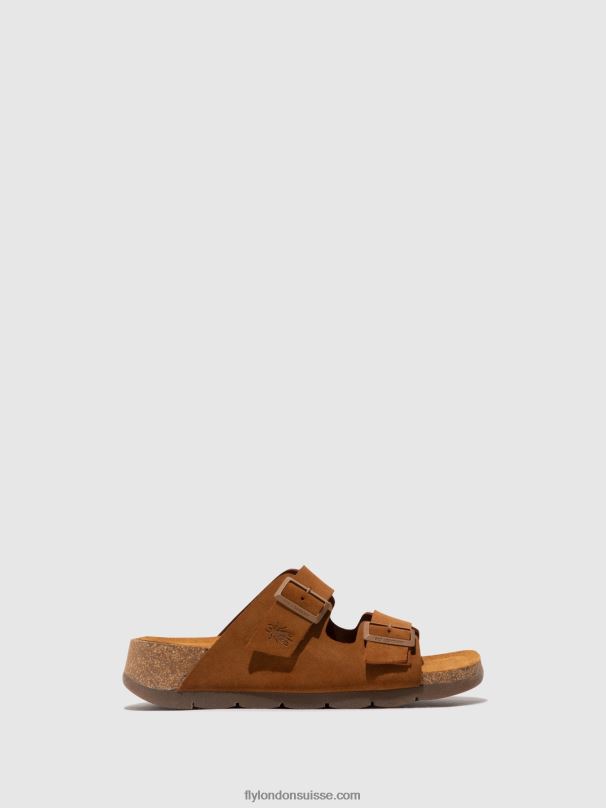 860NR391 sandales à boucle caja721 Fly London daim camel femmes