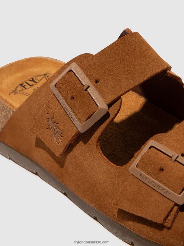 860NR391 sandales à boucle caja721 Fly London daim camel femmes