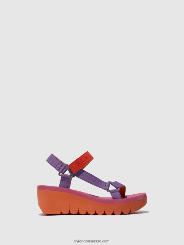 860NR396 sandales velcro yefa726 Fly London orange/violet (rose) femmes