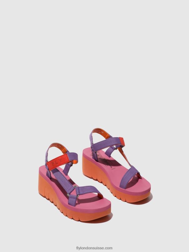 860NR396 sandales velcro yefa726 Fly London orange/violet (rose) femmes