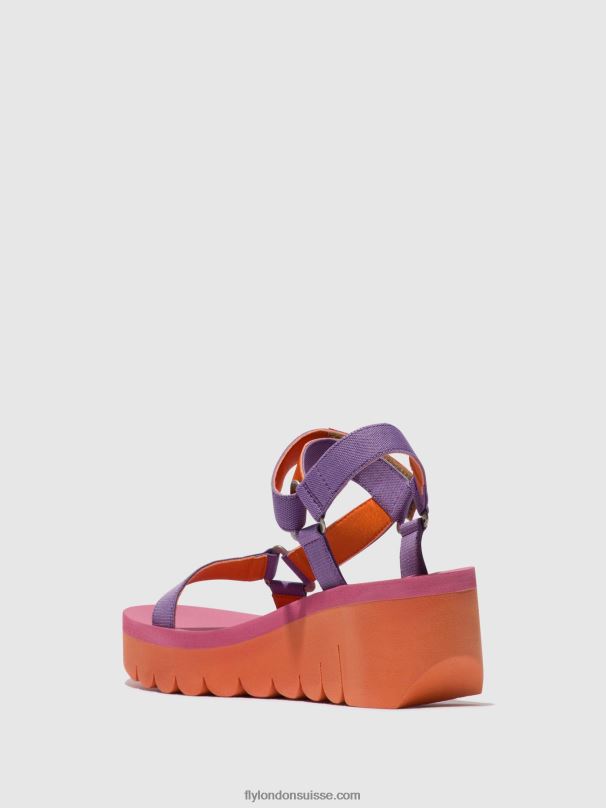 860NR396 sandales velcro yefa726 Fly London orange/violet (rose) femmes