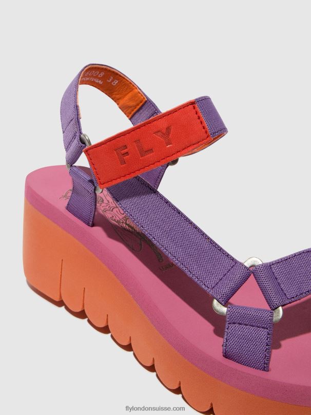 860NR396 sandales velcro yefa726 Fly London orange/violet (rose) femmes