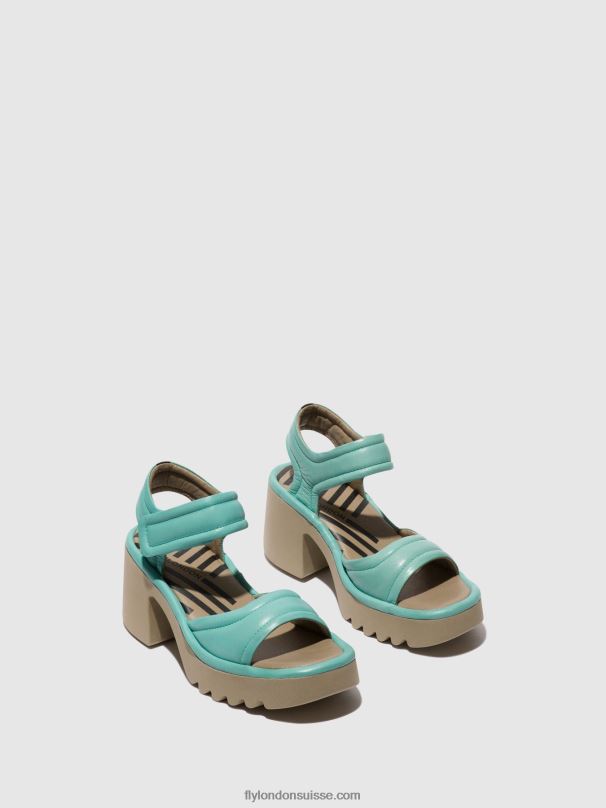860NR397 sandales velcro mank433 Fly London turquoise femmes