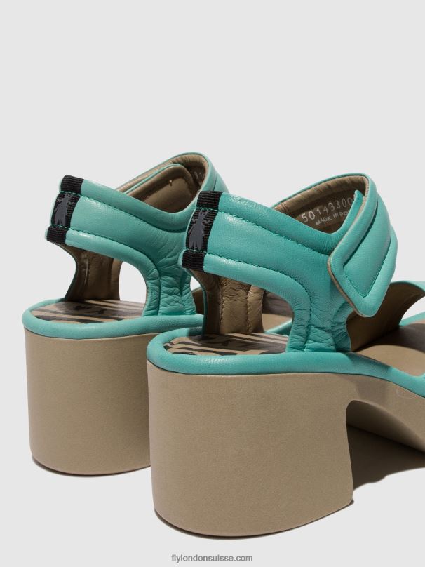 860NR397 sandales velcro mank433 Fly London turquoise femmes