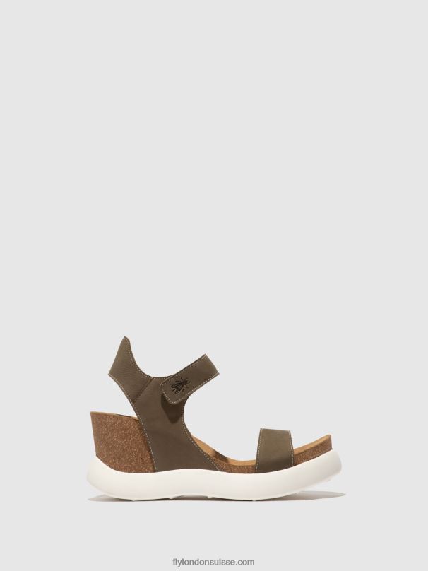 860NR398 sandales velcro gogo967 Fly London kaki femmes