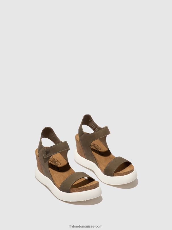 860NR398 sandales velcro gogo967 Fly London kaki femmes